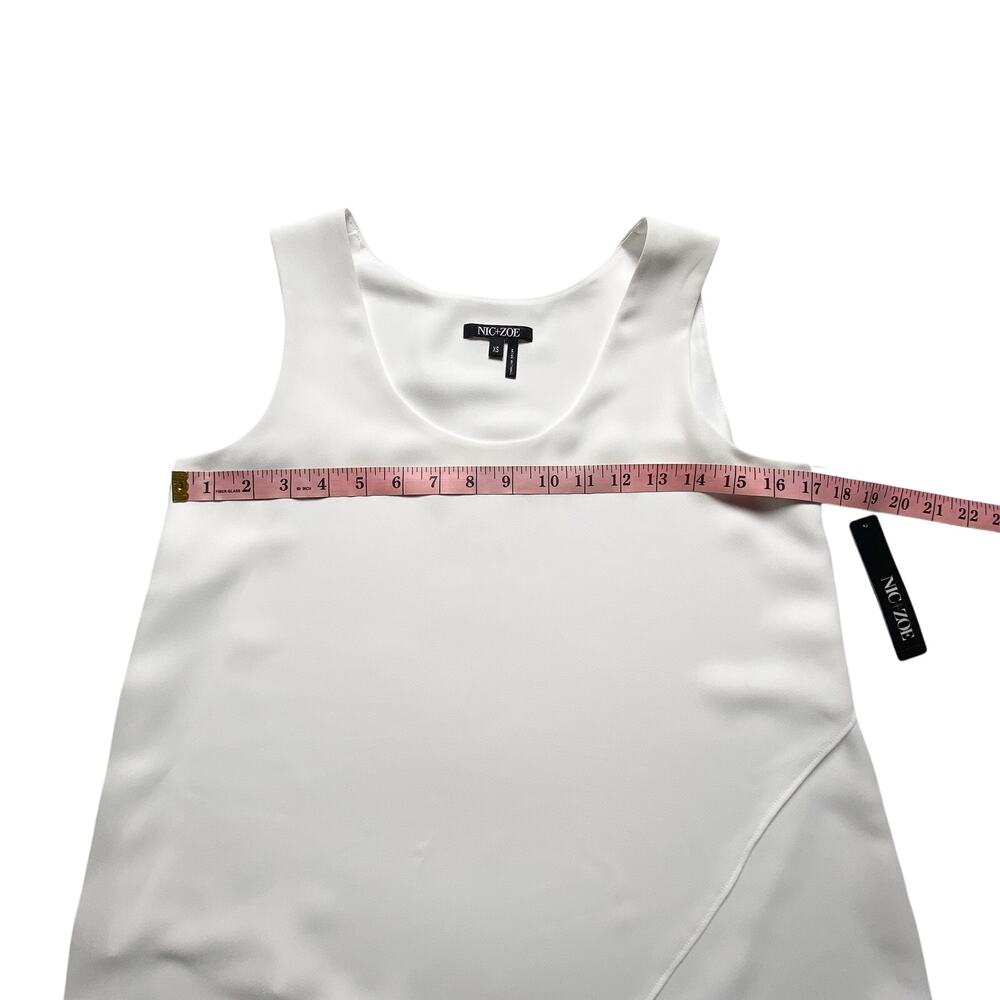 NIC+ZOE White Promenade Top Women XS NWT Asymmetrical Hem - Picture 7 of 11